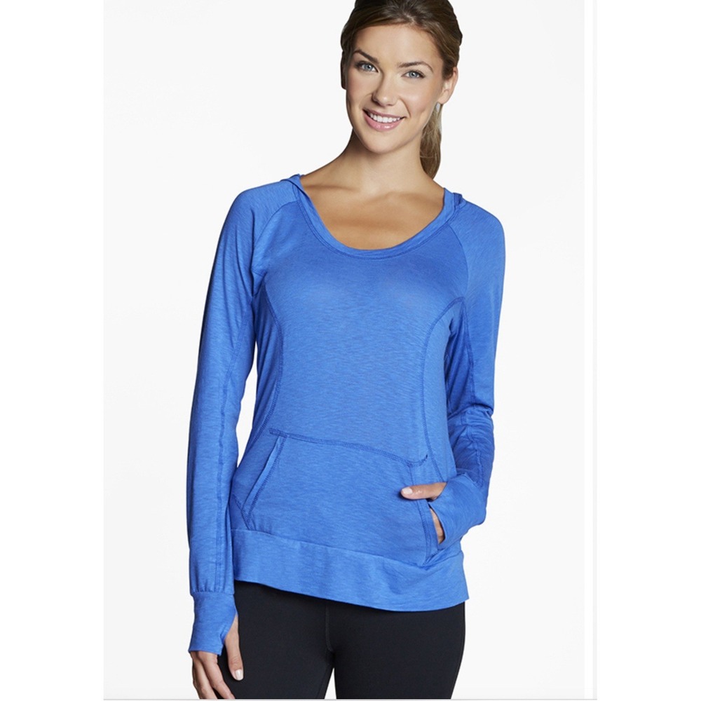 Fabletics Lightweight Pullover Hoodie/Top Women XL/XXL Cobalt Blue Running Yoga